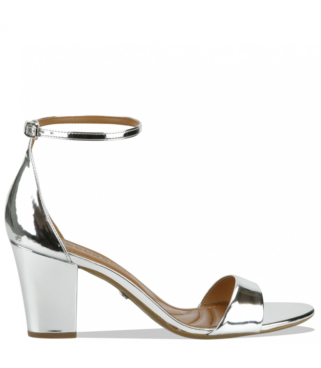 sandalia salto medio prata