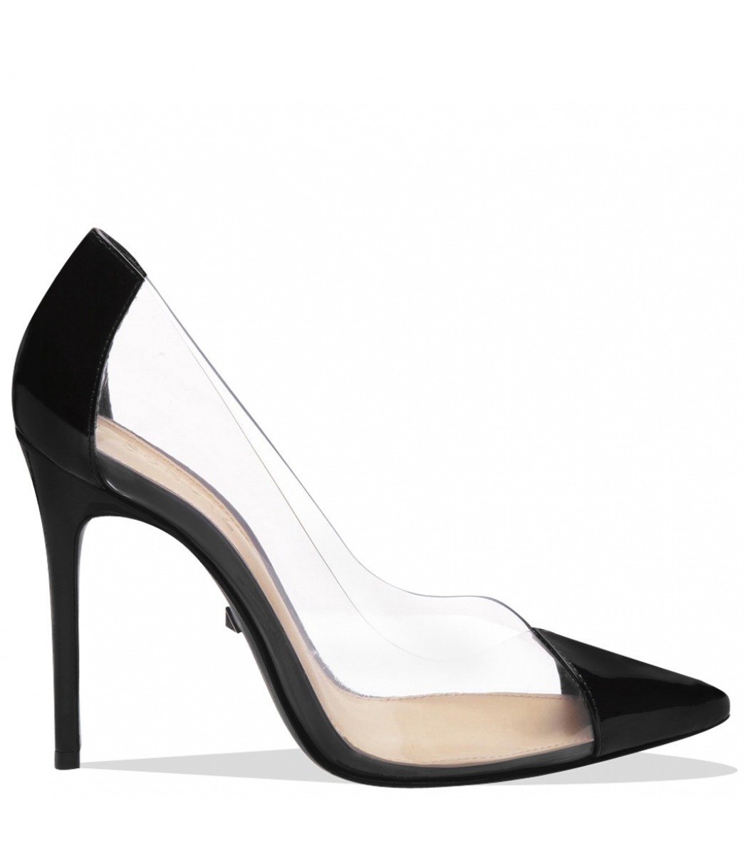 scarpin transparente preto
