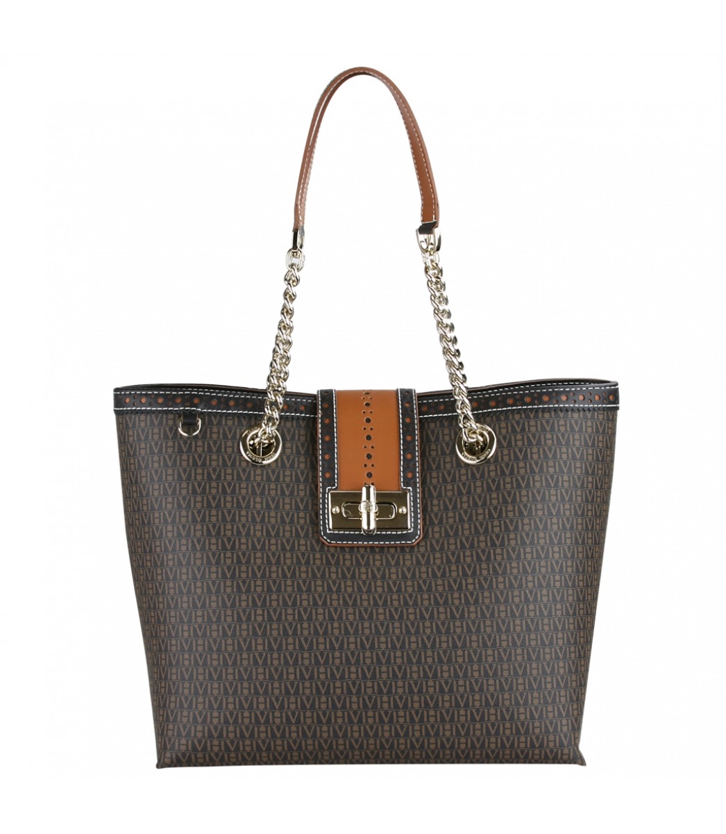 VH VOLPA TOTE SMALL WEB OXF C/CORRENTE MARROM/PRET | Acquarela Shop